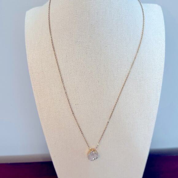 LUNA NORTE Druzy Quartz Necklace Gold tone Chain Minimalist - Picture 11 of 11